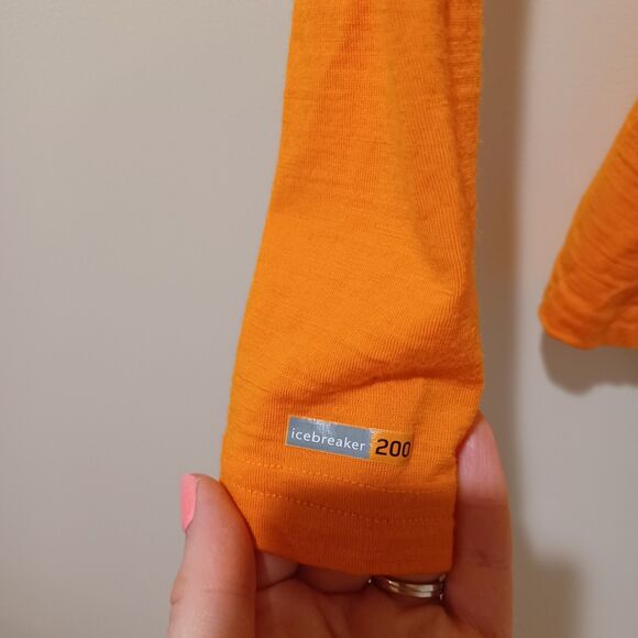 Icebreaker Oasis Shirt Women's Merino Wool 200 Long Sleeve Orange Crew XS * Hole - Picture 5 of 9